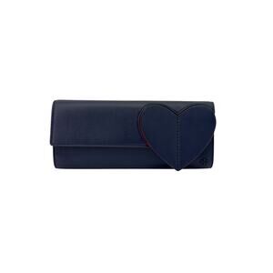 TORY BURCH Leather Heart Clutch in Tory Navy
